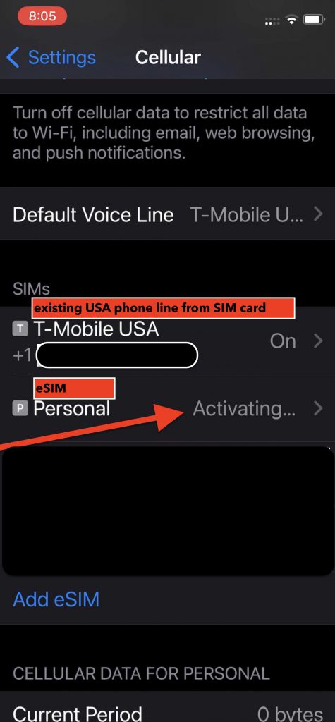 Setting page iOS - cellular data